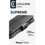 Cellularline Supreme prémiové kožené puzdro typu kniha pre Apple iPhone 13 Pro, čierne