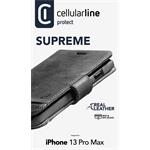 Cellularline Supreme prémiové kožené puzdro typu kniha pre Apple iPhone 13 Pro Max, čierne
