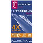 Cellularline TETRA FORCE GLASS prémiové ochranné tvrdené sklo pre Apple iPhone 15 Plus, číre