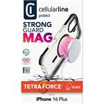 Cellularline Tetra Force Strong Guard Mag ochranný kryt s podporou Magsafe pre Apple iPhone 16 Plus, priesvitný