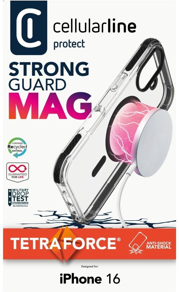 Cellularline Tetra Force Strong Guard Per IPhone 15 Pro Max – Custodia Anti-Shock Trasparente Con Tecnologia Antibatterica Microban