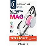 Cellularline Tetra Force Strong Guard Mag ochranný kryt s podporou Magsafe pre Apple iPhone 16, priesvitný