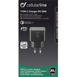 CellularLine USB-C sieťová nabíjačka, 30 W, Qualcomm Quick Charge, 4+, čierna