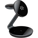 CELLY Bezdrôtová magnetická nabíjačka 3v1, 15 W, čierna