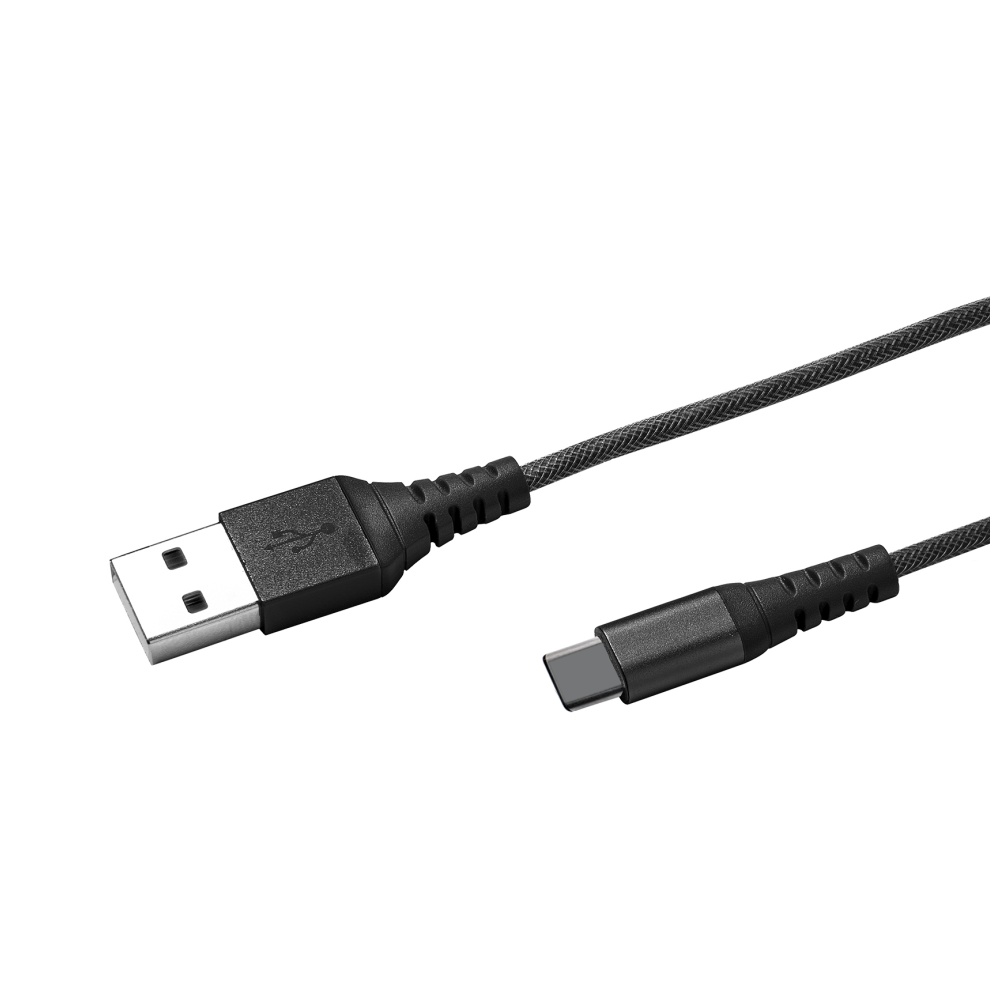 CELLY dátový USB kábel s USB-C konektorom, nylonový obal, 1 m, čierny