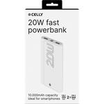 CELLY PowerBank 10000 mAh 20 W, Power Delivery, USB-C/USB-A, biela