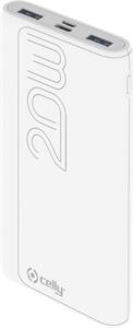 CELLY PowerBank 10000 mAh 20 W, Power Delivery, USB-C/USB-A, biela