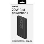 CELLY PowerBank 10000 mAh 20 W, Power Delivery, USB-C/USB-A, čierna