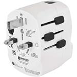 Cestovný univerzálny adaptér do zahraničia (USA, Ázia, Afrika), 1×USB-C, 1×USB-A