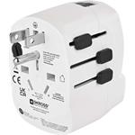 Cestovný univerzálny adaptér do zahraničia (USA, Ázia, Afrika), 1×USB-C, 1×USB-A