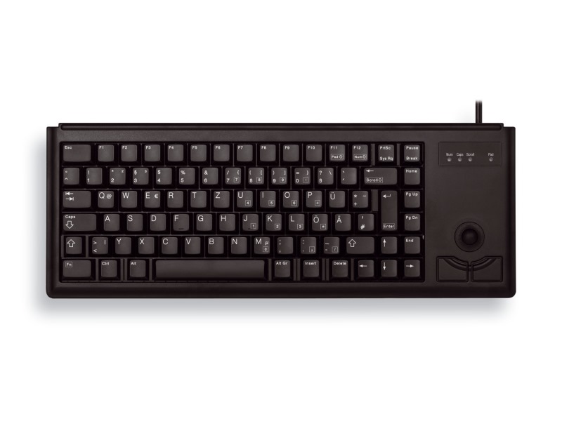 CHERRY klávesnice G84-4400 s trackballem/ drátová/ USB/ ultralehká a malá/ černá EU layout