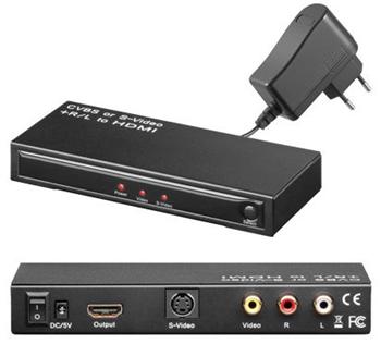 Cinch+SVHS-HDMI video prevodník F+F/F, adaptér