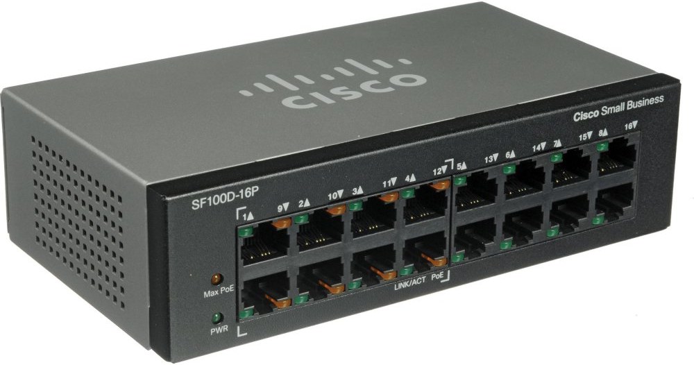 Cisco SF100D-16P, 16x10/100 PoE Desktop Switch