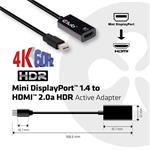 Club3D adapter, Mini DisplayPort - HDMI, M/F, 4K, HDR Active