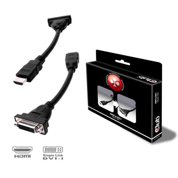 Club3D HDMI-DVI redukcia M/F, 0.18m, adaptér
