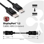 Club3D kábel, DisplayPort 1.2, HBR2, M/M, 4K, 3 m