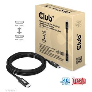 Club3D kábel USB4 Gen3x2 M/M, 240W(48V/5A) prepojovací 3,0m