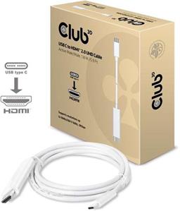 Club3D, USB-C/HDMI, M/M, 1.8m, biely