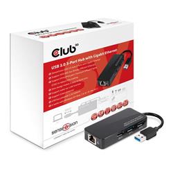 Club3D USB3.0A/3xUSB3.0A + gigabit ethernet edaptér