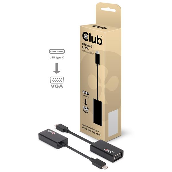 Club3D USB3.1C-VGA video prevodník M/F, adaptér