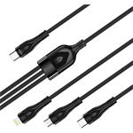 ColorWay 3v1 kábel Lightning+MicroUSB+USB-C, 3.0A, PD 60W data, 20W, 1.2m, čierny