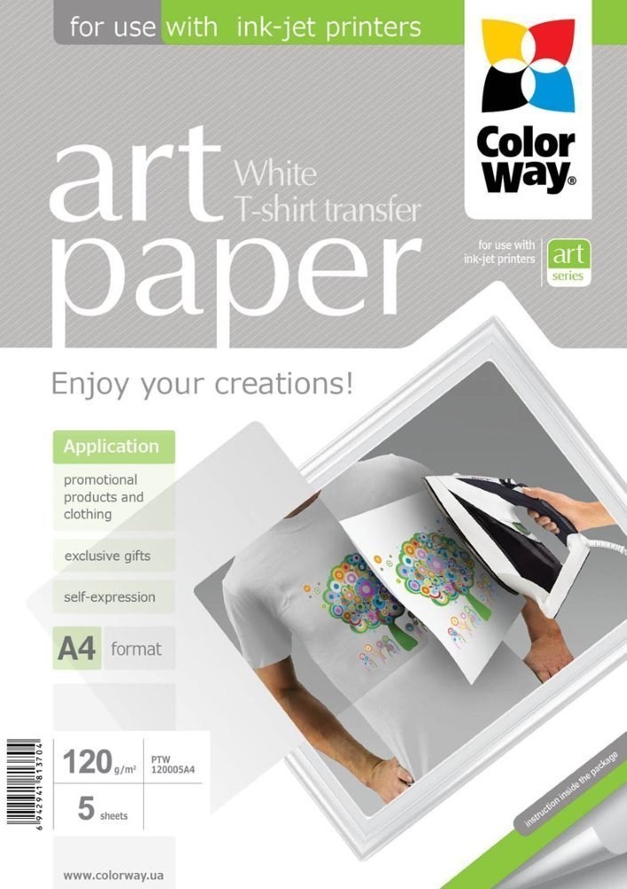 ColorWay A4 nažehľovací papier ART, 120g/m2, svetlý, 5 ks