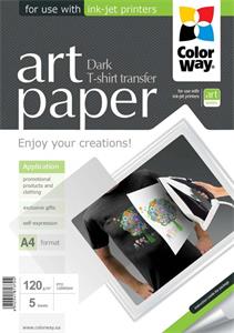 ColorWay A4 nažehľovací papier  ART, 120g/m2, tmavý, 5 listov