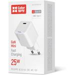 ColorWay AC nabíjačka GaN Mini 25W PD Port, PPS, USB-C, biela