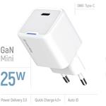 ColorWay AC nabíjačka GaN Mini 25W PD Port, PPS, USB-C, biela