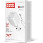 ColorWay AC nabíjačka GaN Mini 25W PD Port PPS USB-C, s káblom USB-C, biela