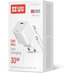 ColorWay AC nabíjačka GaN Mini 30W PD Port PPS USB-C + kábel Type-C, biela