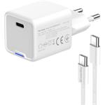 ColorWay AC nabíjačka GaN Mini 30W PD Port PPS USB-C + kábel Type-C, biela