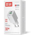 ColorWay AC nabíjačka GaN Mini 30W PD Port PPS USB (Type-C PD + USB QC4.0), biela