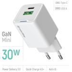 ColorWay AC nabíjačka GaN Mini 30W PD Port PPS USB (Type-C PD + USB QC4.0), biela