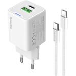 ColorWay AC nabíjačka GaN Mini 30W PD Port PPS USB (Type-C PD + USB QC4.0), s káblom Type-C, biela