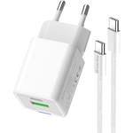ColorWay AC nabíjačka GaN Mini 30W PD Port PPS USB (Type-C PD + USB QC4.0), s káblom Type-C, biela