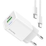ColorWay AC nabíjačka GaN Mini 30W PD Port PPS USB (Type-C PD + USB QC4.0), s káblom Type-C, biela