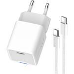 ColorWay AC nabíjačka GaN Mini 35W PD Port PPS USB-C, kábel Type-C, biela