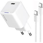ColorWay AC nabíjačka GaN Mini 35W PD Port PPS USB-C, kábel Type-C, biela