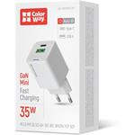 ColorWay AC nabíjačka GaN Mini 35W PD Port PPS USB (Type-C PD + USB QC4.0), biela