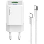 ColorWay AC nabíjačka GaN Mini 35W PD Port PPS USB (Type-C PD + USB QC4.0), kábel Type-C, biela