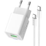ColorWay AC nabíjačka GaN Mini 35W PD Port PPS USB (Type-C PD + USB QC4.0), kábel Type-C, biela