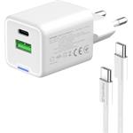 ColorWay AC nabíjačka GaN Mini 35W PD Port PPS USB (Type-C PD + USB QC4.0), kábel Type-C, biela