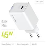 ColorWay AC nabíjačka GaN Mini 45W PD Port PPS USB-C, biela