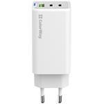 ColorWay AC nabíjačka GaN Mini 65W PD Port PPS USB (USB-2C1A), biela