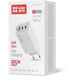 ColorWay AC nabíjačka GaN Mini 65W PD Port PPS USB (USB-2C1A), biela