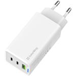 ColorWay AC nabíjačka GaN Mini 65W PD Port PPS USB (USB-2C1A), biela