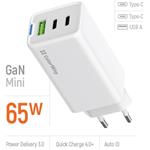 ColorWay AC nabíjačka GaN Mini 65W PD Port PPS USB (USB-2C1A), biela