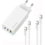 ColorWay AC nabíjačka GaN Mini 65W PD Port PPS USB (USB-2C1A) káble Type-C & Lightning