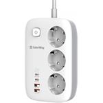ColorWay CW-CHE34PDW, 65W, predlžovací prívod, 3 zásuvky, 4× USB, 2 m